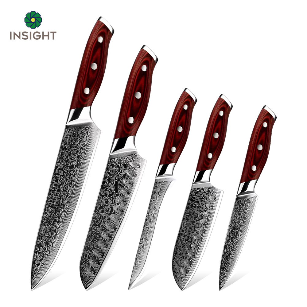 Set di coltelli da cucina con texture Damasco in acciaio inossidabile