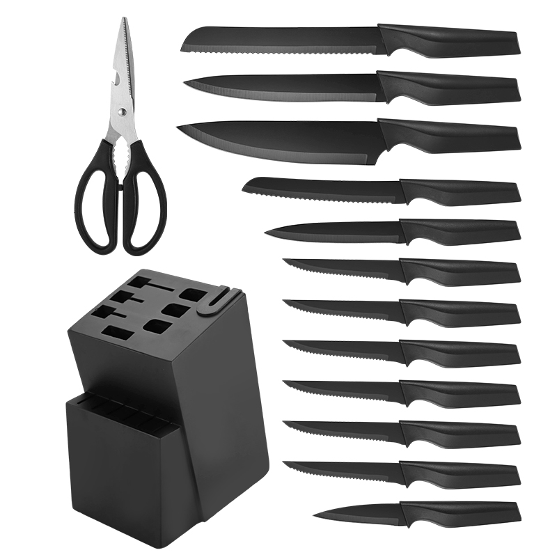 14 piezas juegos de cuchillo negro