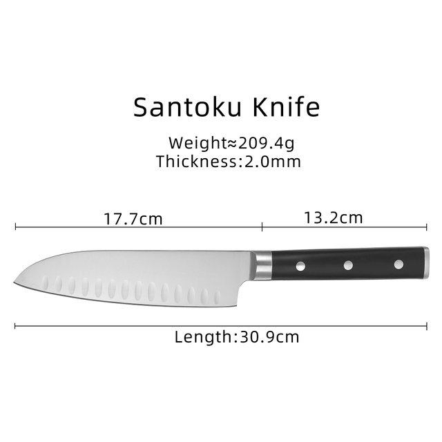 Couteau de chef japonais &agrave; double t&ecirc;te en acier de 7 pouces