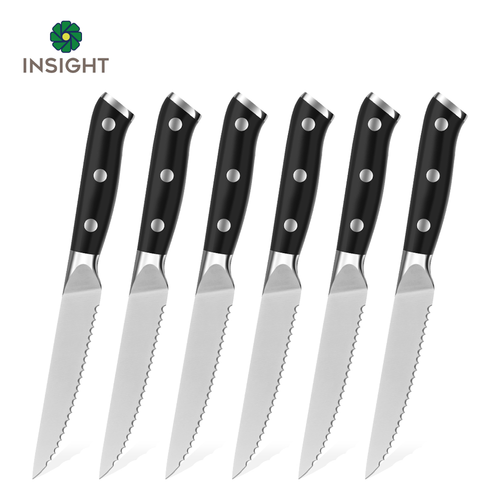 Set di 6 coltelli da bistecca con lame in acciaio