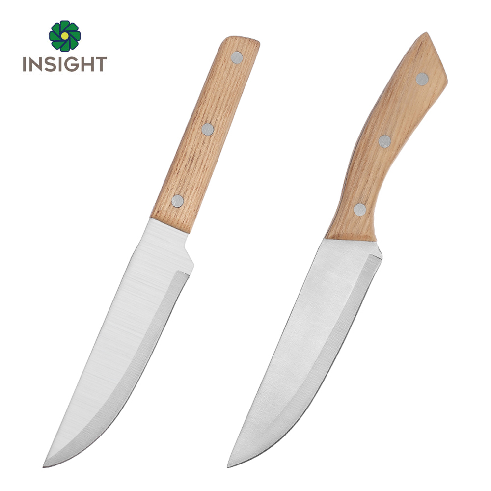 Ensemble de couteaux en acier inoxydable avec manche en bois