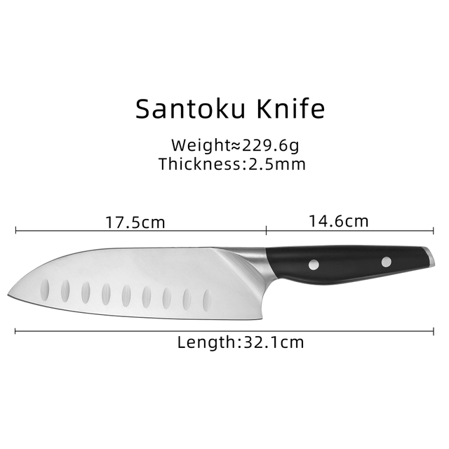 Couteau Santoku japonais en acier inoxydable