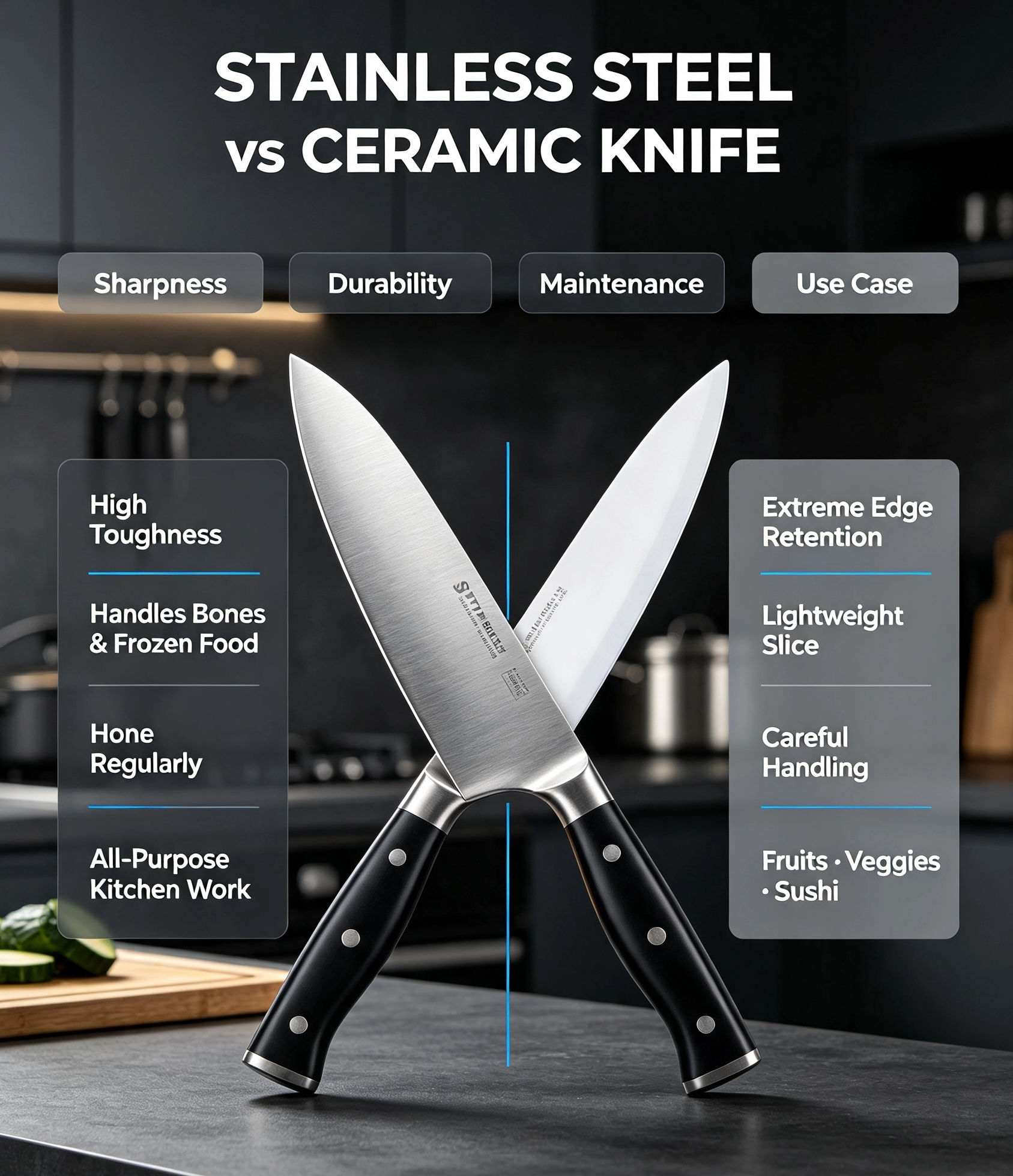 Coltello in ceramica o coltello in acciaio inossidabile: qual &egrave; il migliore per la cucina domestica e professionale?