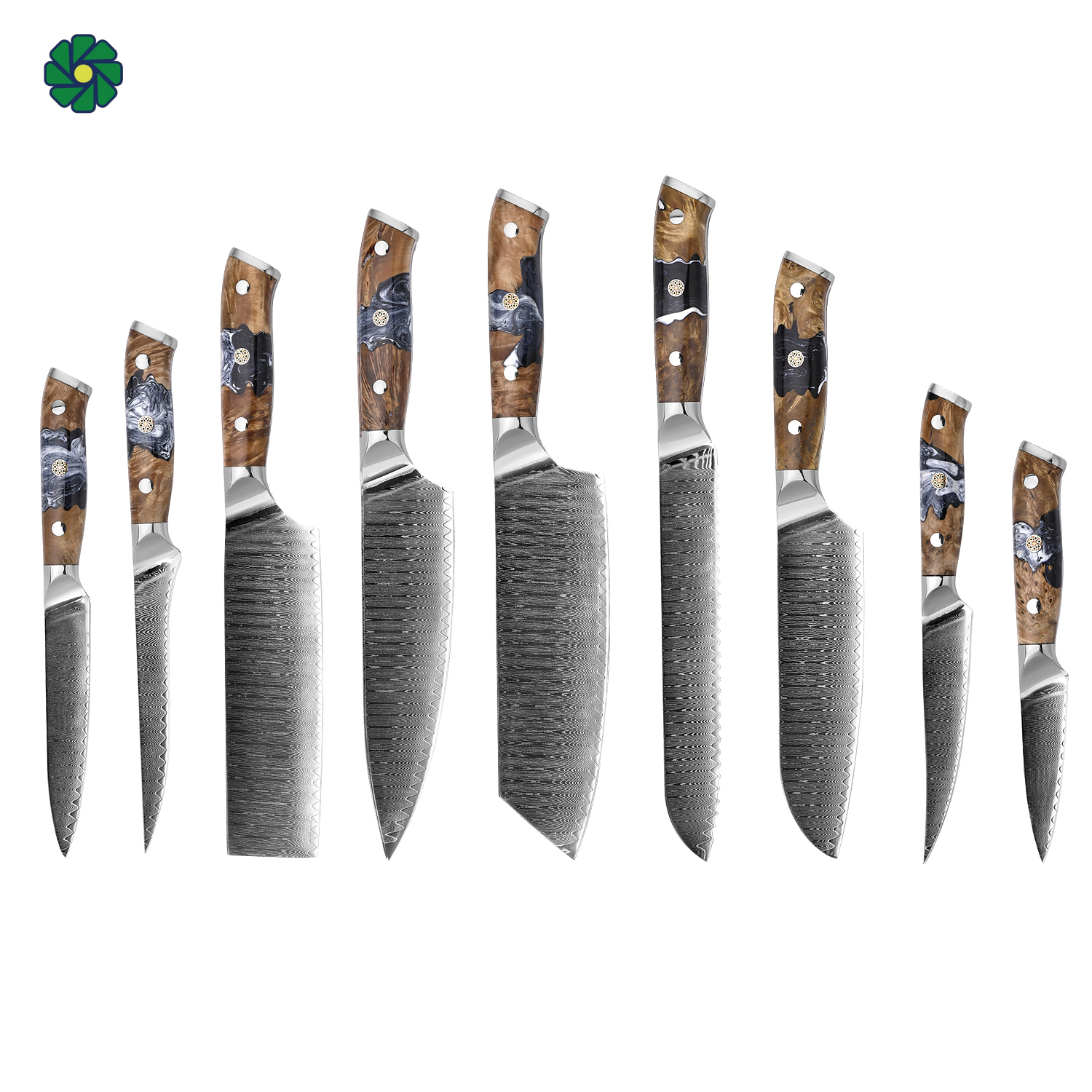 高级高碳大马士革刀套装